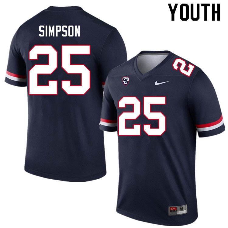 Youth #25 Anthony Simpson Arizona Wildcats College Football Jerseys Sale-Navy - Click Image to Close